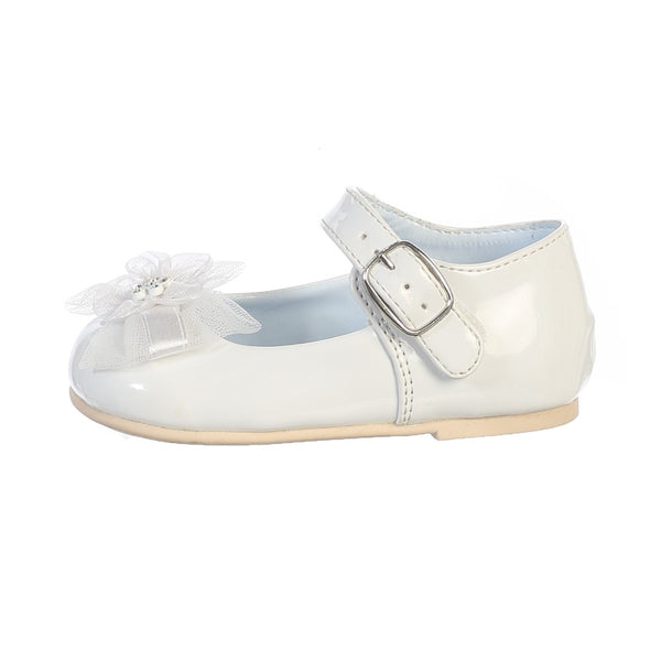 Lito Baby Girl White Joyce Flower Bow Strap Dress Shoes 2-3 Baby - SophiasStyle.com